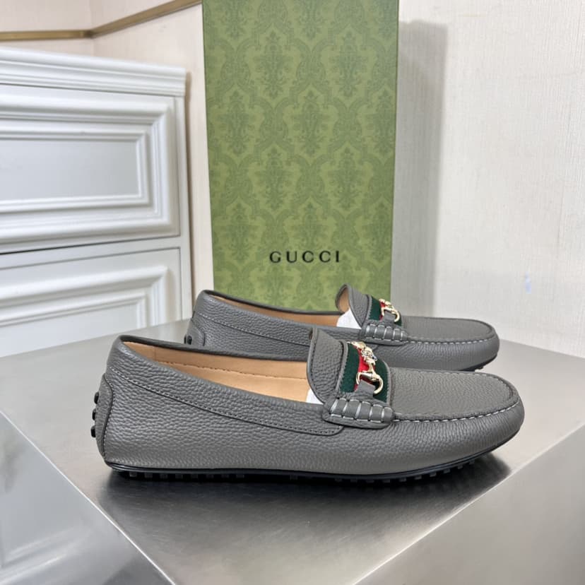 Gucci Men's Loafers With Web Details Dark Gray For Men 6246981