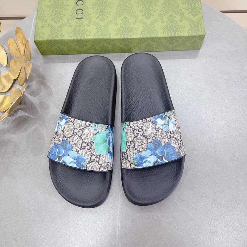 Gucci Men's Slides Bloom Print Blue For Men 408508 G2200