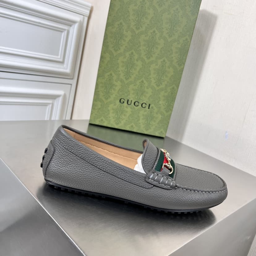 Gucci Men's Loafers With Web Details Dark Gray For Men 6246981
