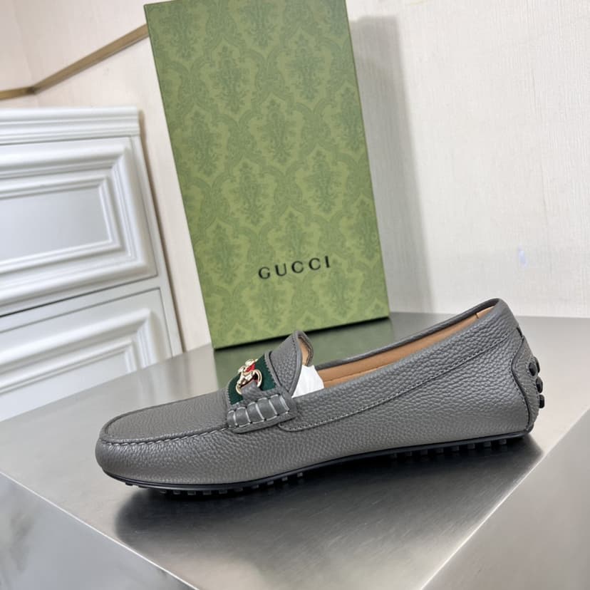 Gucci Men's Loafers With Web Details Dark Gray For Men 6246981