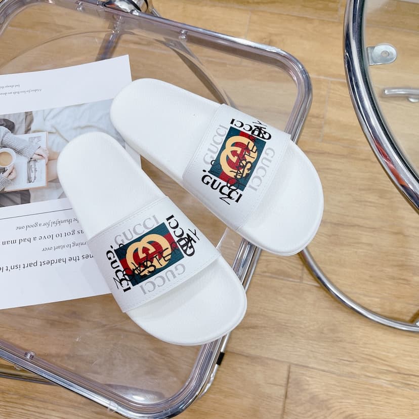 Gucci Men's Slide Sandal With GG Web White For Men 407345