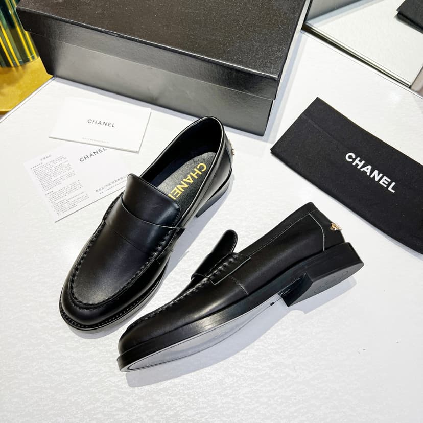 Chanel Women's Loafers Black For Women 1.2 in/3cm