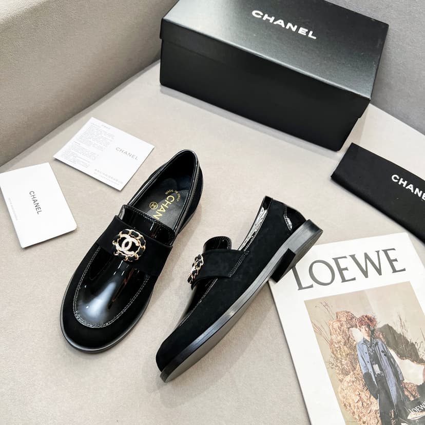 Chanel Women's Loafers Black For Women G39606 Y56272 94305
