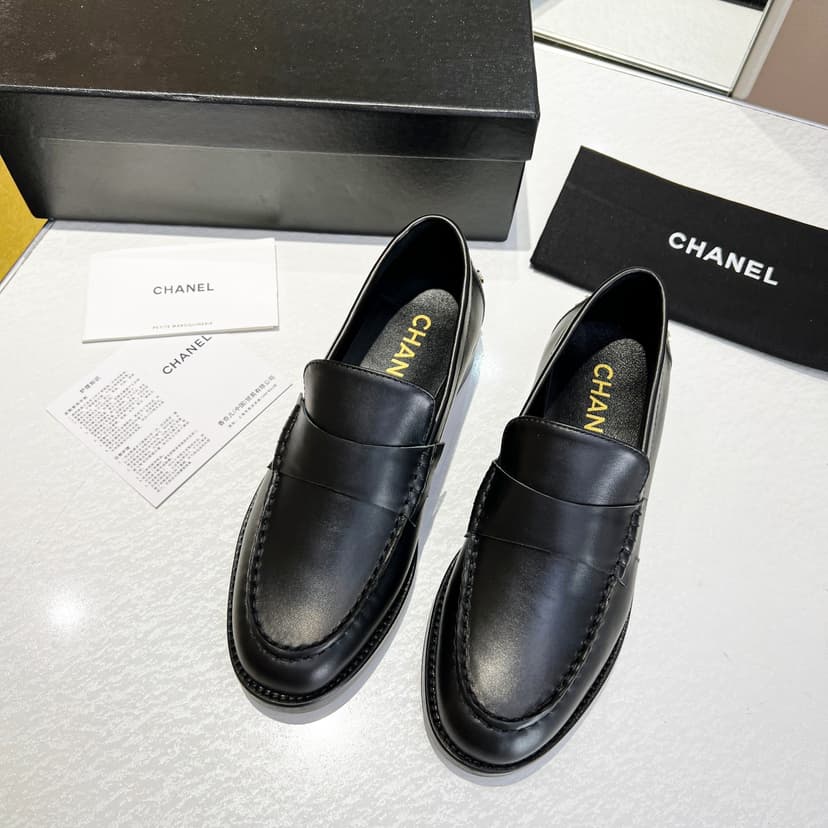 Chanel Women's Loafers Black For Women 1.2 in/3cm