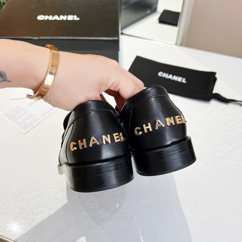 Chanel Women's Loafers Black For Women 1.2 in/3cm