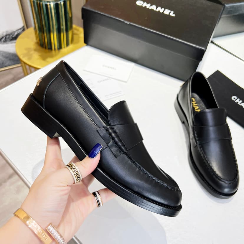 Chanel Women's Loafers Black For Women 1.2 in/3cm