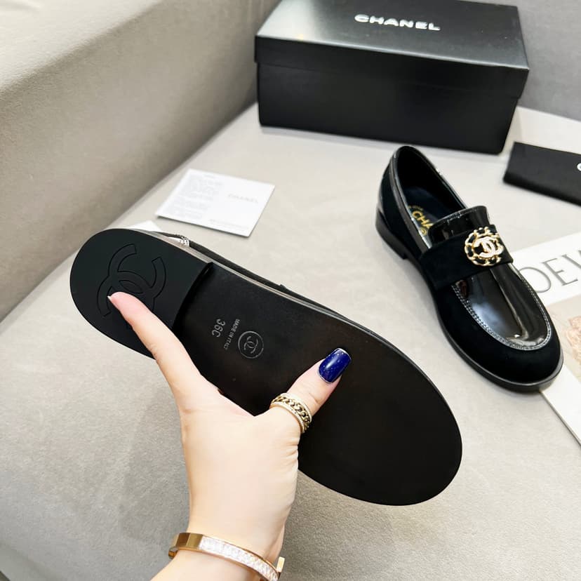 Chanel Women's Loafers Black For Women G39606 Y56272 94305