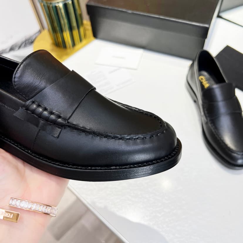 Chanel Women's Loafers Black For Women 1.2 in/3cm