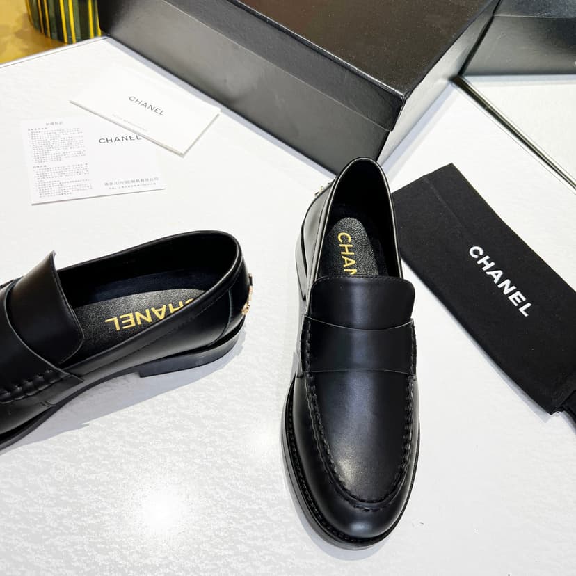 Chanel Women's Loafers Black For Women 1.2 in/3cm