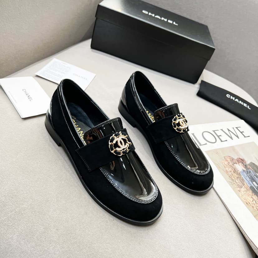 Chanel Women's Loafers Black For Women G39606 Y56272 94305