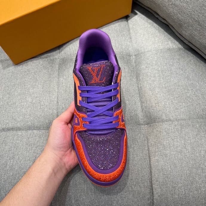 Louis Vuittion LV Trainer Sneaker Purple For Men LV 1AA6QF