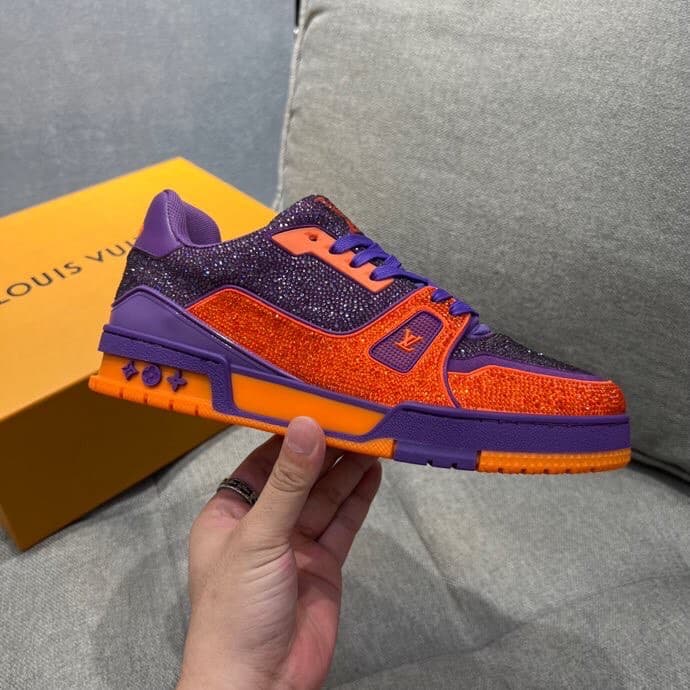 Louis Vuittion LV Trainer Sneaker Purple For Men LV 1AA6QF