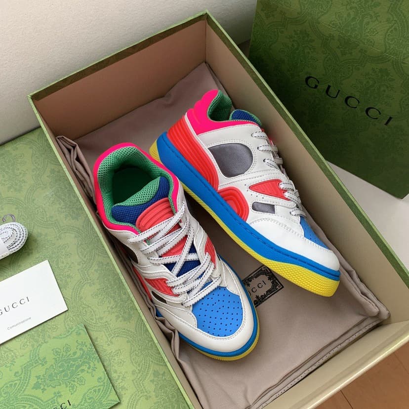 Gucci Women's Basket Sneaker White Pink And Blue For Women 661311 2SH80 9063