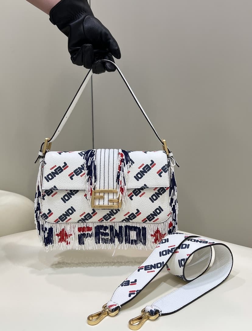 FENDI x FILA Mania Beaded Baguette Multicolour Bag For Woman 26cm/10in