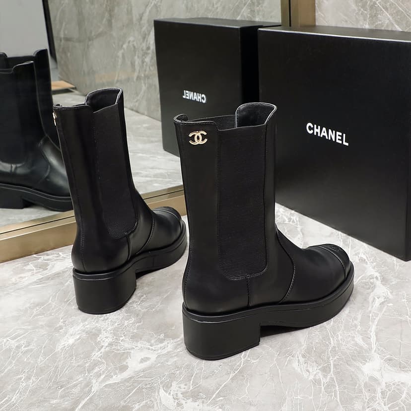 Chanel Women's Ankle Boots Black For Women 1.6in/4cm