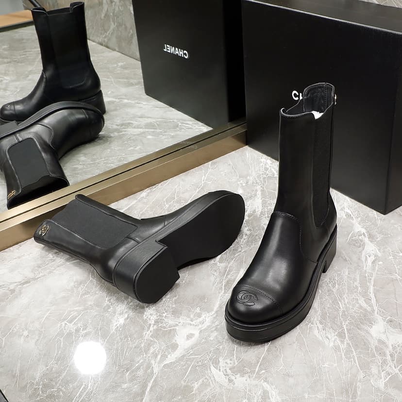 Chanel Women's Ankle Boots Black For Women 1.6in/4cm