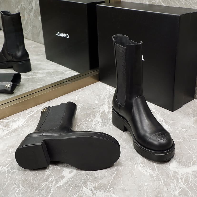 Chanel Women's Ankle Boots Black For Women 1.6in/4cm