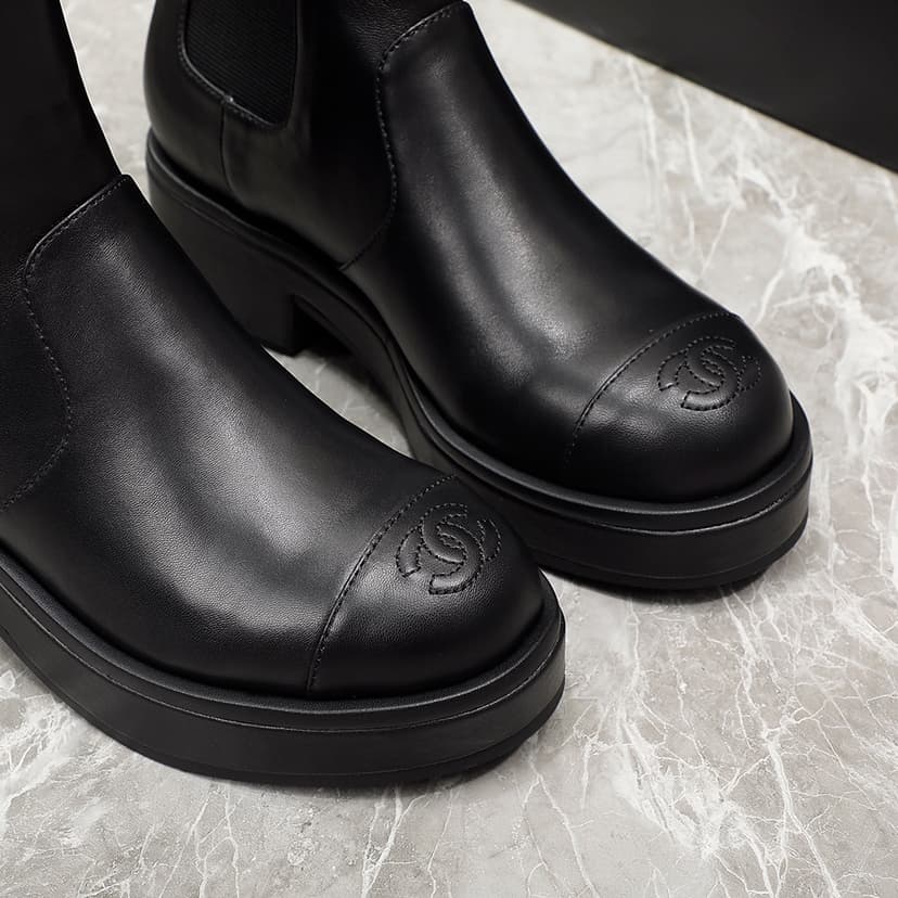 Chanel Women's Ankle Boots Black For Women 1.6in/4cm