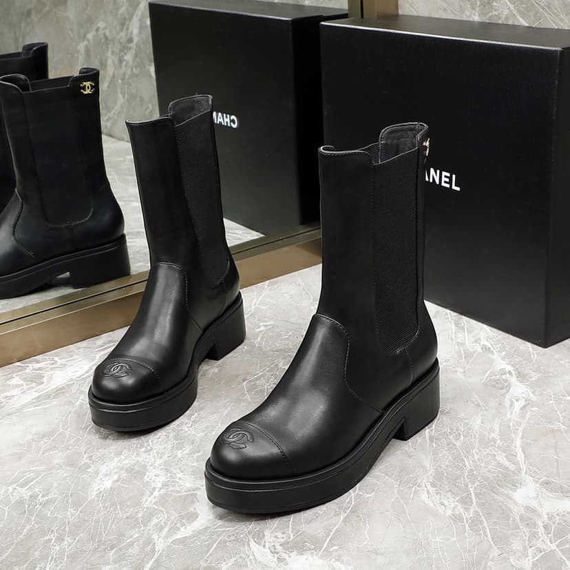 Chanel Women's Ankle Boots Black For Women 1.6in/4cm