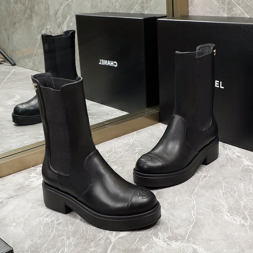 Chanel Women's Ankle Boots Black For Women 1.6in/4cm