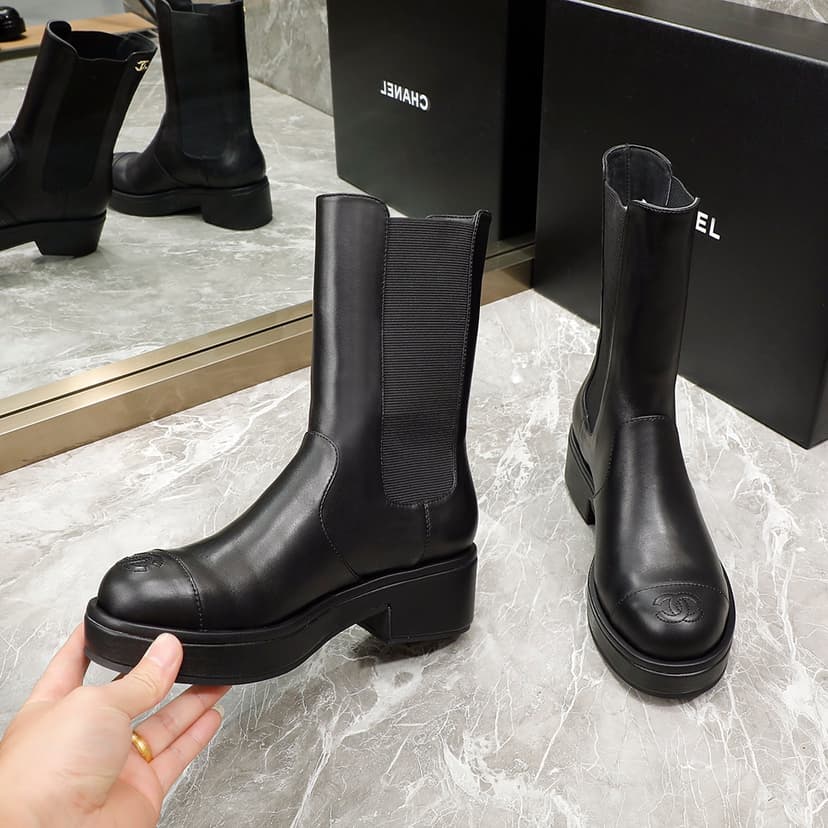 Chanel Women's Ankle Boots Black For Women 1.6in/4cm