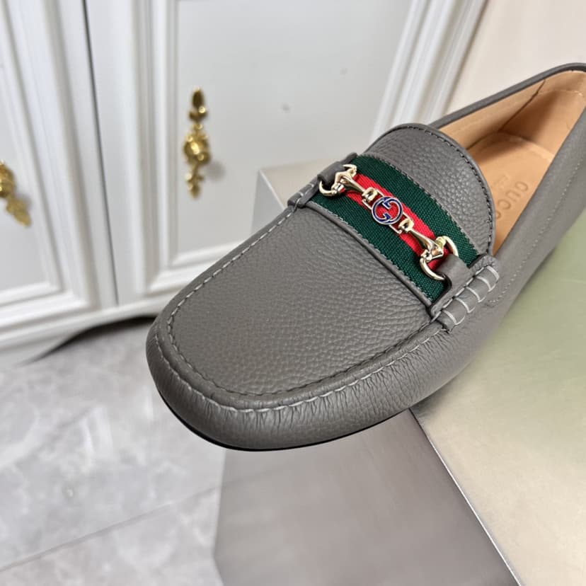 Gucci Men's Loafers With Web Details Dark Gray For Men 6246981