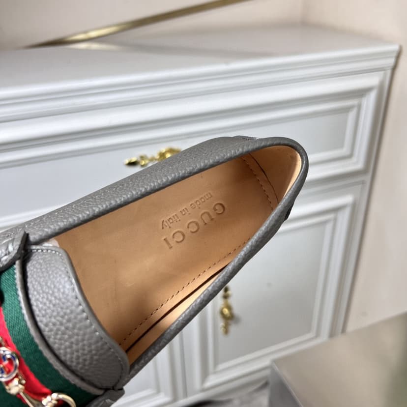 Gucci Men's Loafers With Web Details Dark Gray For Men 6246981