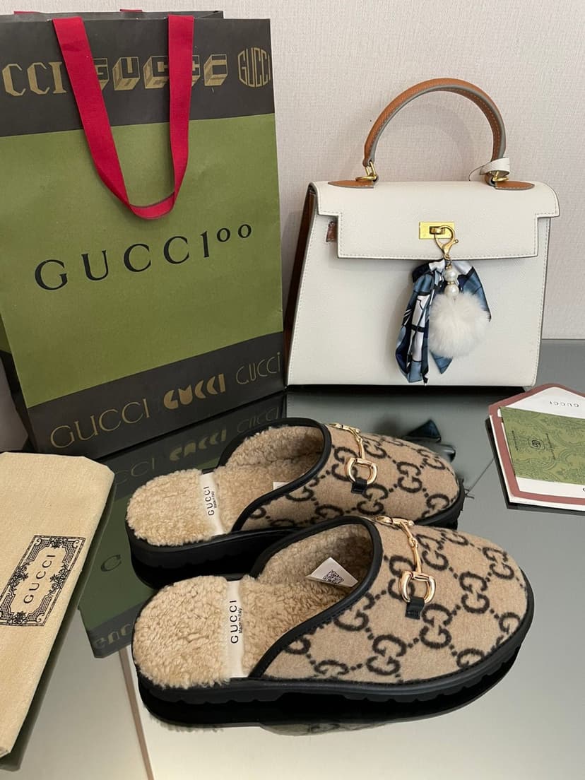 Gucci Men's GG Slipper With Horsebit Brown For Men GG Shoes 694249