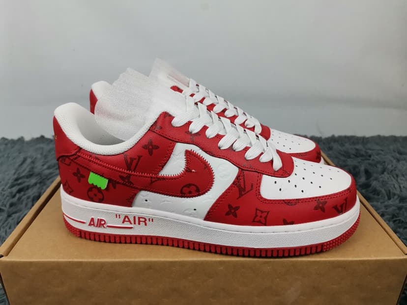  Nike Air Force 1 Low x Louis Vuitton Virgil Abloh 'White Red' For Men LD 0242