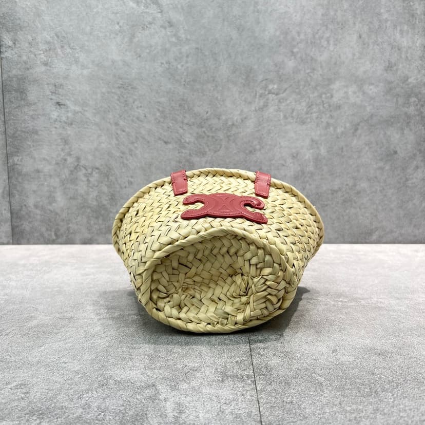 Celine Teen Triomphe Classic Pannier Tote Dark Pink For Women 8in/20cm