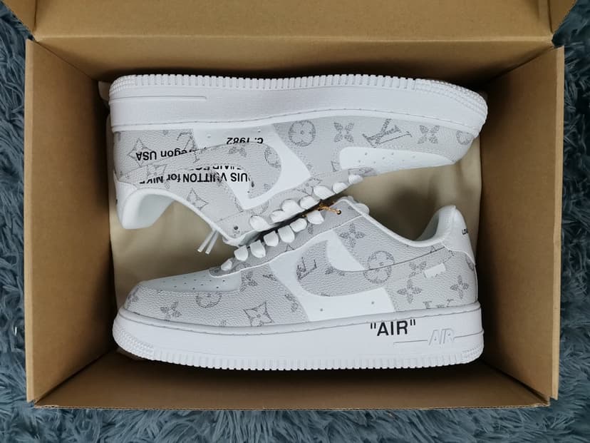  Nike Air Force 1 Low x Louis Vuitton Virgil Abloh 'White Grey' For Men 