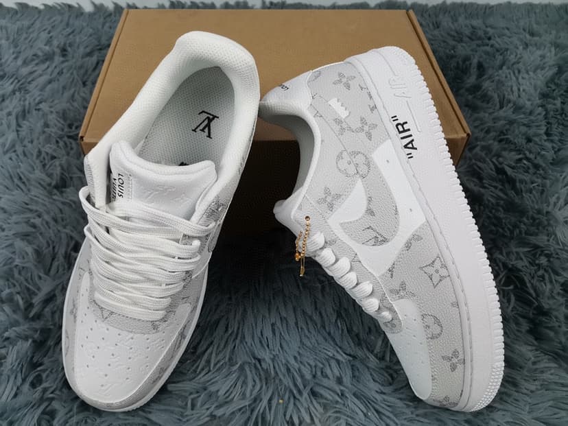  Nike Air Force 1 Low x Louis Vuitton Virgil Abloh 'White Grey' For Men 
