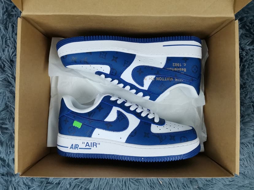  Nike Air Force 1 Low x Louis Vuitton Virgil Abloh 'White Blue' For Men