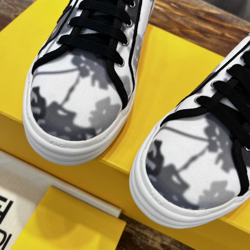 Fendi Domino Fabric Sneakers Grey For Men