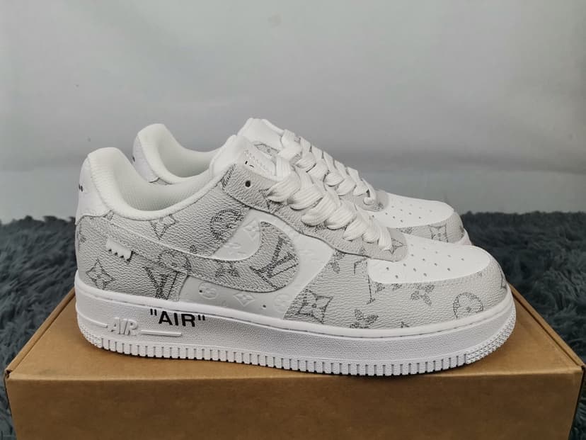  Nike Air Force 1 Low x Louis Vuitton Virgil Abloh 'White Grey' For Men 