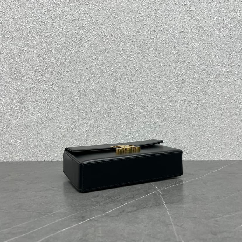 Celine Chain Box Triomphe Bag Black For Women 9in/22cm 110803BF4.38NO