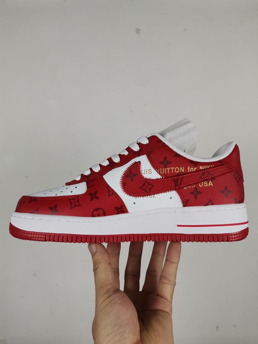  Nike Air Force 1 Low x Louis Vuitton Virgil Abloh 'White Red' For Men LD 0242
