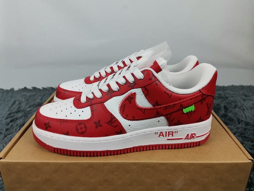  Nike Air Force 1 Low x Louis Vuitton Virgil Abloh 'White Red' For Men LD 0242