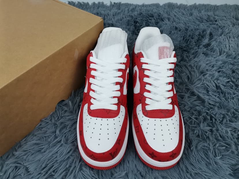 Nike Air Force 1 Low x Louis Vuitton Virgil Abloh 'White Red' For Men LD 0242