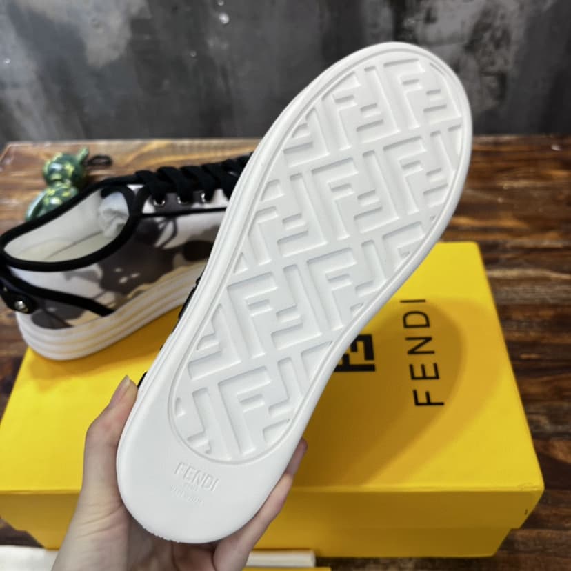 Fendi Domino Fabric Sneakers Grey For Men