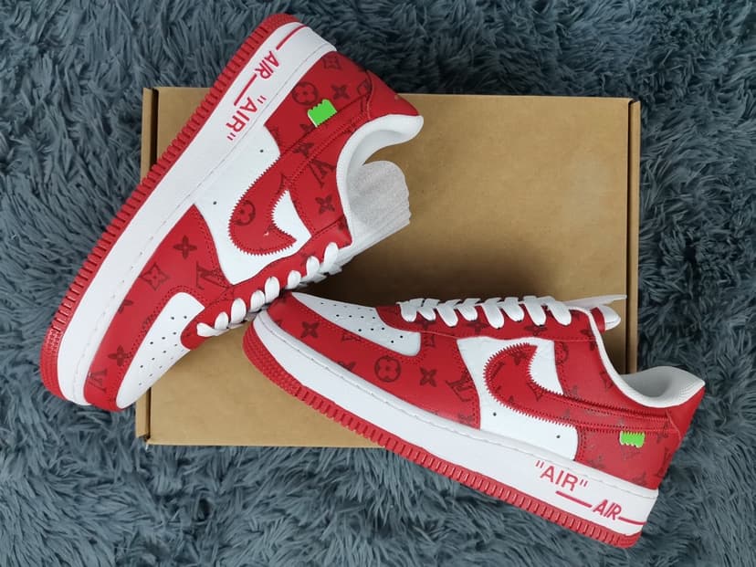  Nike Air Force 1 Low x Louis Vuitton Virgil Abloh 'White Red' For Men LD 0242