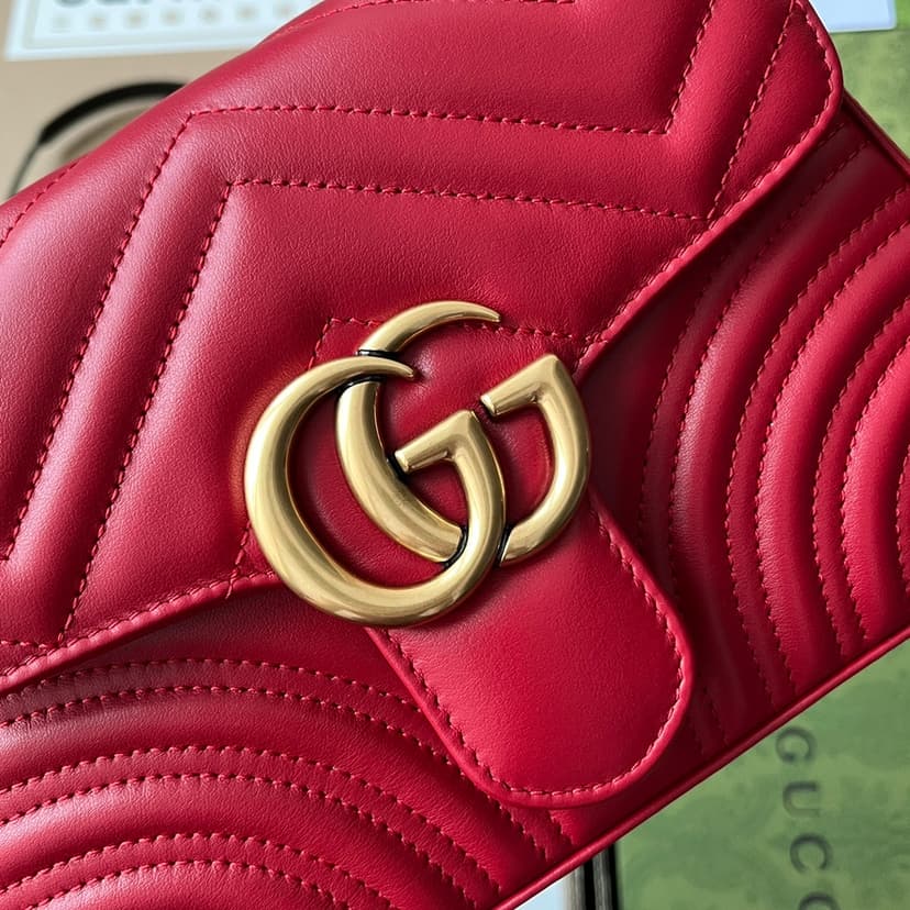 Gucci GG Marmont Mini Top Handle Bag Red For Women, Women's Bags 8.3in/21cm GG ?