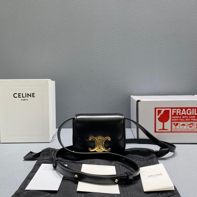 Celine Teen Triomphe Bag Black For Women 4in/11cm 188423BF4.38NO