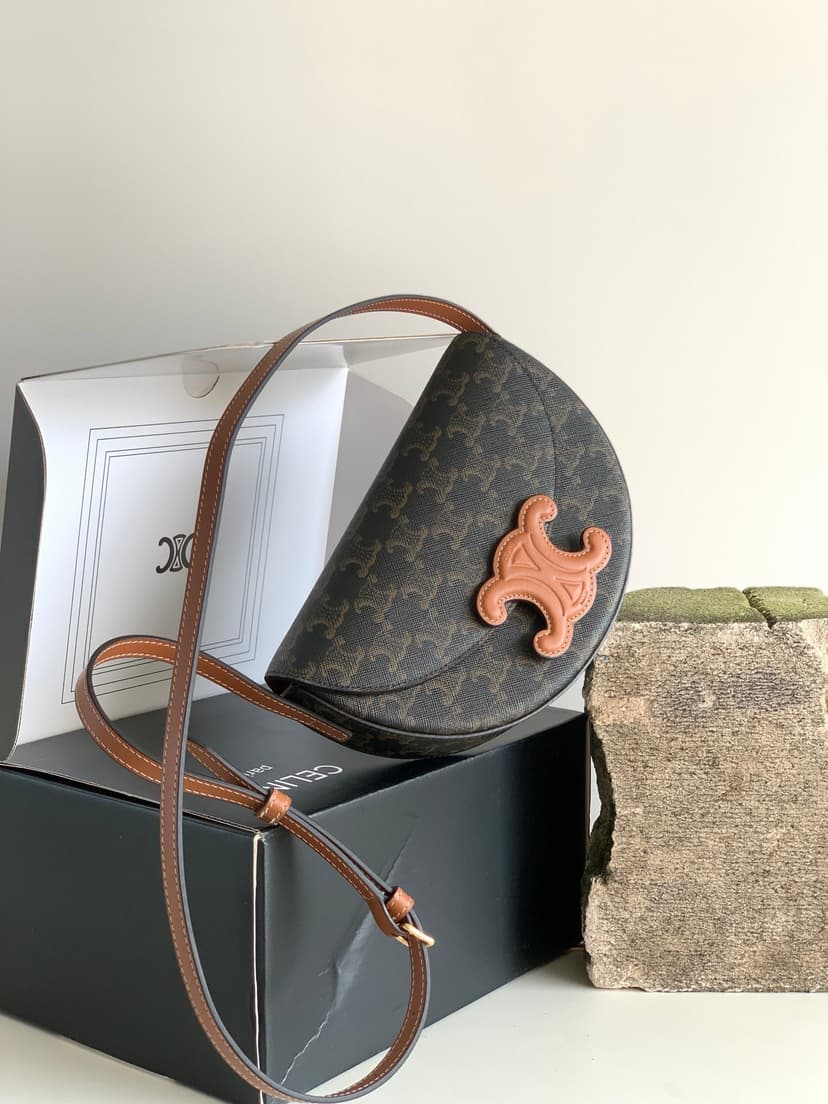 Celine Besace In Triomphe Canvas Bag Brown For Women 9in/23cm?