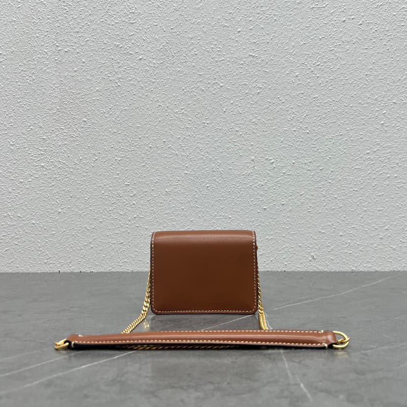 Celine Card Holder On Chain Triomphe Tan For Women 4in/11cm 10J743DPV.04LU