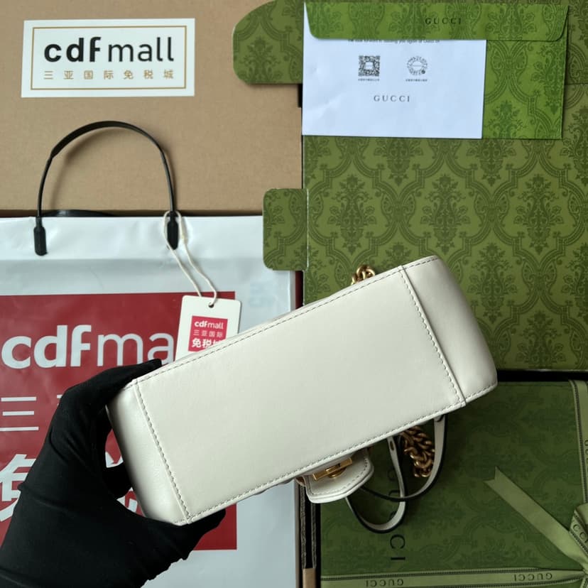 Gucci GG Marmont Mini Top Handle Bag White For Women, Women's Bags 8.3in/21cm GG ?547260 DTDIT 9022